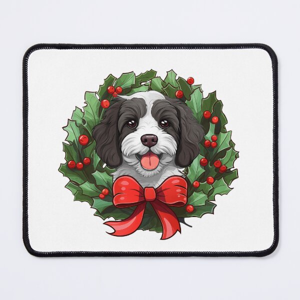 Item preview, Cavapoo - black and white - Christmas Wreath Dog designed and sold by wotsthis.