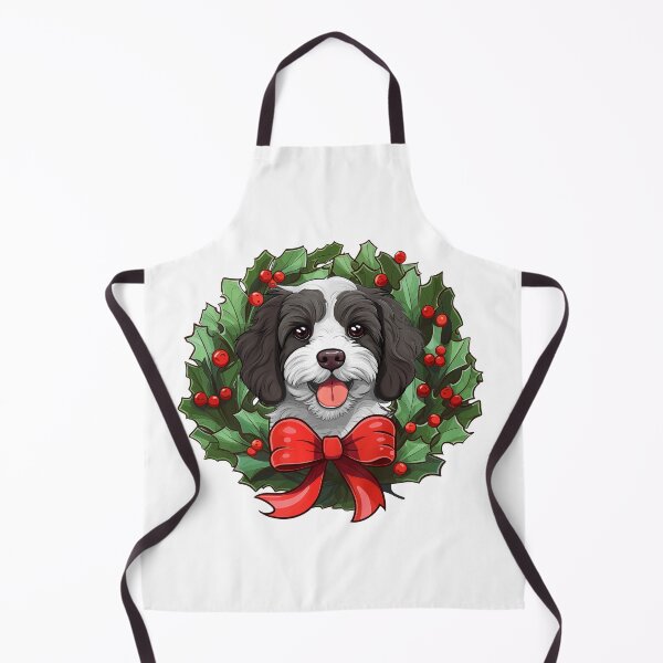 Item preview, Cavapoo - black and white -  Christmas Wreath Dog designed and sold by wotsthis.