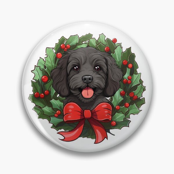 Item preview, Cavapoo - black -  Christmas Wreath Dog designed and sold by wotsthis.