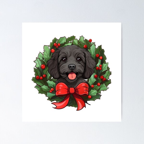 Item preview, Cavapoo - black -  Christmas Wreath Dog designed and sold by wotsthis.