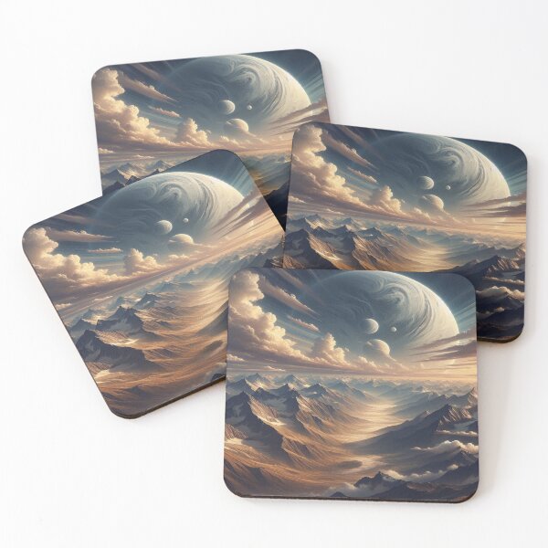 Item preview, Fascinating lunar landscape: Big moon, small moons and white clouds over mysterious hills designed and sold by FotoworldEdel.