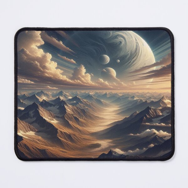 Item preview, Fascinating lunar landscape: Big moon, small moons and white clouds over mysterious hills designed and sold by FotoworldEdel.