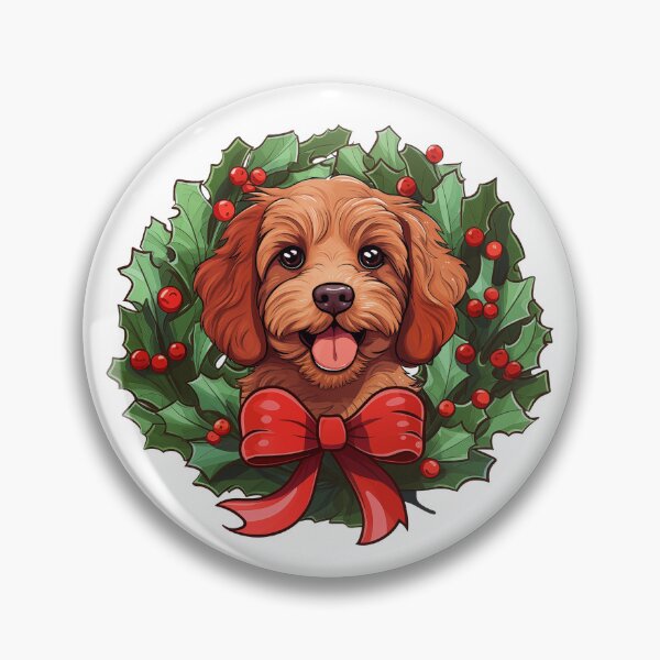 Item preview, Cavapoo - red -  Christmas Wreath Dog designed and sold by wotsthis.