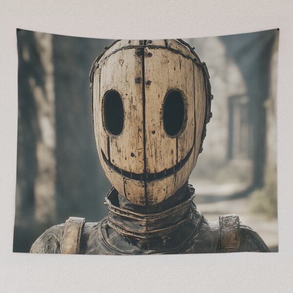 Item preview, The Smiling Wooden Mask designed and sold by landletsy.