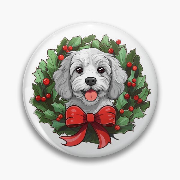 Item preview, Cavapoo - white -  Christmas Wreath Dog designed and sold by wotsthis.