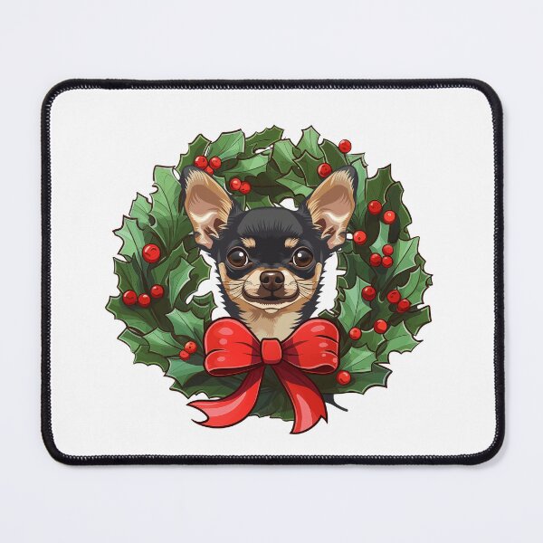 Item preview, Chihuahua - black tan - Christmas Wreath Dog designed and sold by wotsthis.