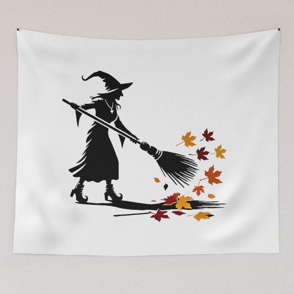 Item preview, Witch Sweeping Autumn Leaves designed and sold by Blink Art Studio.