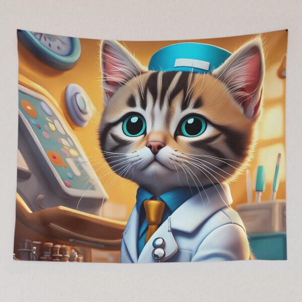 Item preview, Kitten as a doctor on a hospital ward designed and sold by Colin Bentham.