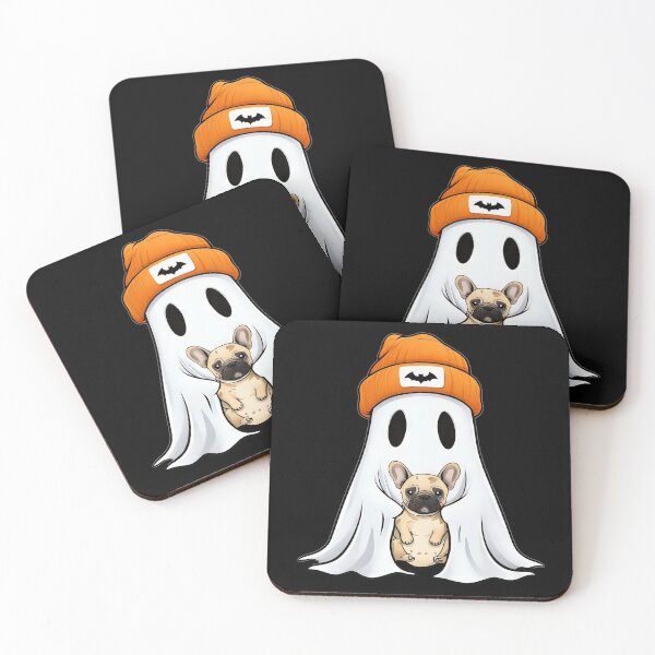 Item preview, Cute Ghost with French Bulldog in Beanie designed and sold by Blossence Designs.