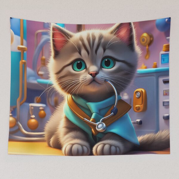 Item preview, Kitten as a doctor on a hospital ward designed and sold by Colin Bentham.
