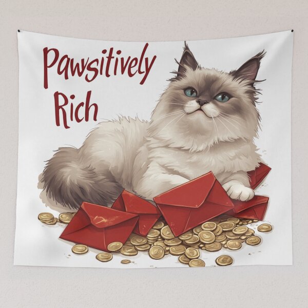 Item preview, Pawsitively Rich Ragdoll Cat: Prosperity and Joy designed and sold by ShanCoMeow.