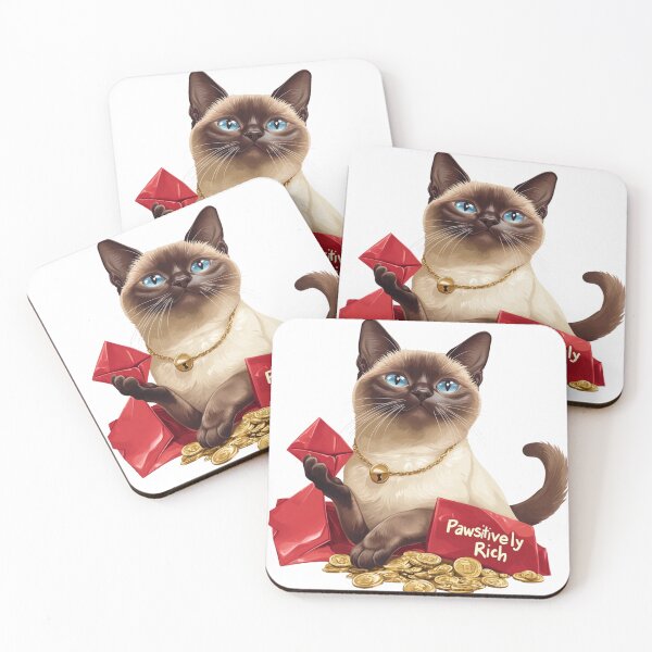 Item preview, Pawsitively Rich Siamese Cat: Prosperity and Joy designed and sold by ShanCoMeow.