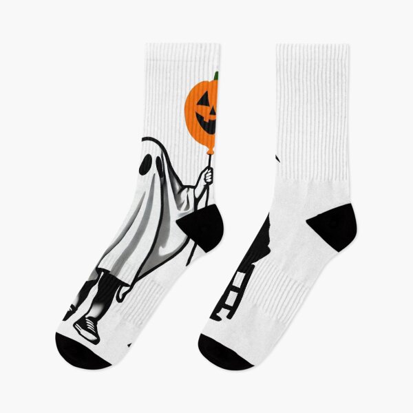 Item preview, Boy in Ghost Costume with Pumpkin Balloon and Grim Reaper designed and sold by Blink Art Studio.