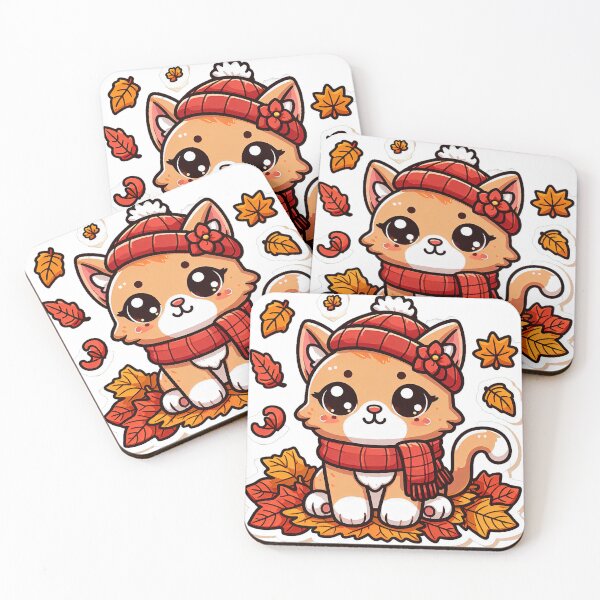 Item preview, Cute Kawaii Cat with Cozy Autumn/Fall Vibes for Cat Lovers  designed and sold by LEYLA Hunter.