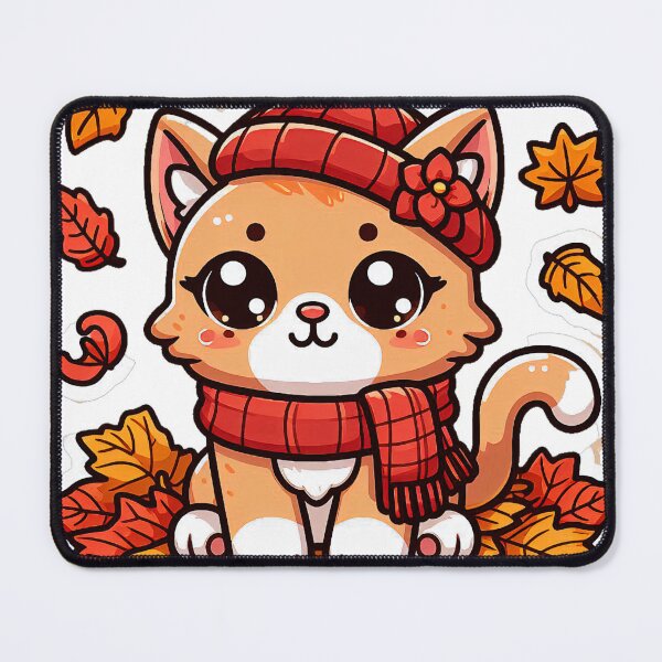 Item preview, Cute Kawaii Cat with Cozy Autumn/Fall Vibes for Cat Lovers designed and sold by LEYLA Hunter.