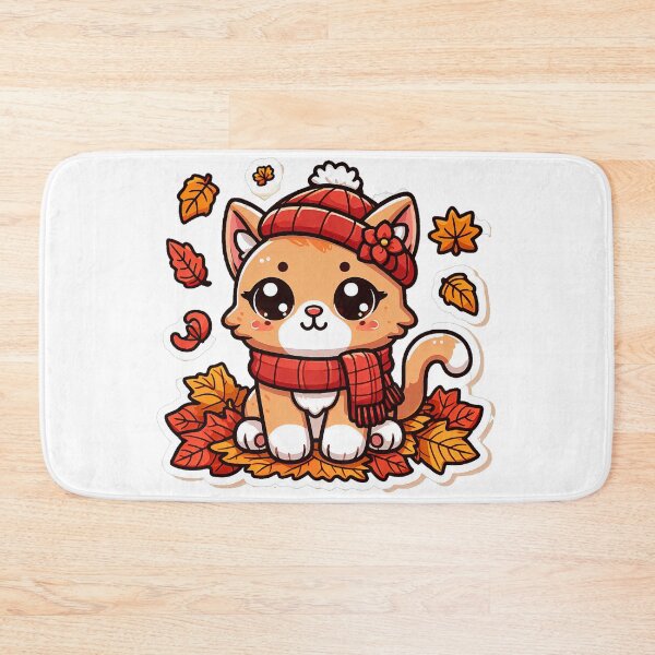 Item preview, Cute Kawaii Cat with Cozy Autumn/Fall Vibes for Cat Lovers  designed and sold by LEYLA Hunter.