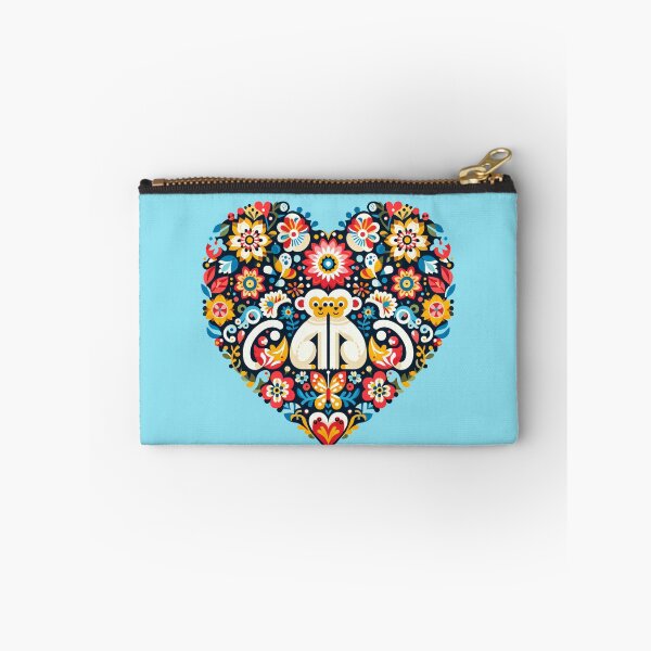 Item preview, Scandinavian Folk Art two Monkeys love heart by heidiannemorris designed and sold by FOLK ART FUSION by heidiannemorris.