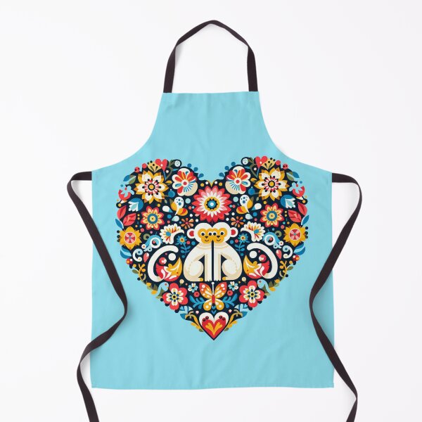 Item preview, Scandinavian Folk Art two Monkeys love heart by heidiannemorris designed and sold by FOLK ART FUSION by heidiannemorris.
