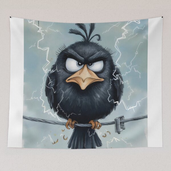 Item preview, A bird on a high voltage line. designed and sold by MyHappyArtShop.
