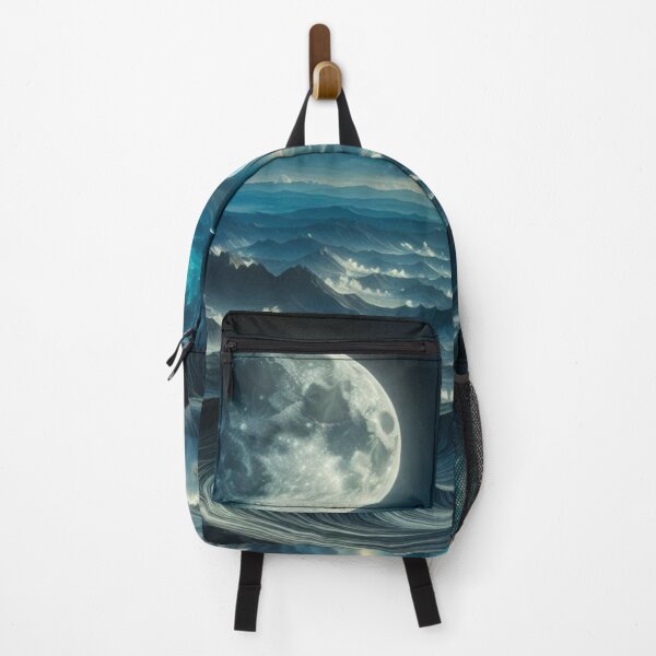 Item preview, Fascinating lunar landscape in the style of Pollock: Big moon, small moons and white clouds over mysterious hills designed and sold by FotoworldEdel.