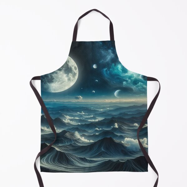 Item preview, Fascinating lunar landscape in the style of Pollock: Big moon, small moons and white clouds over mysterious hills designed and sold by FotoworldEdel.