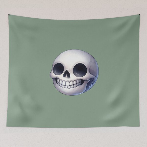 Item preview, Happy Smiling Halloween Skull in Watercolor designed and sold by GVibezPadel.