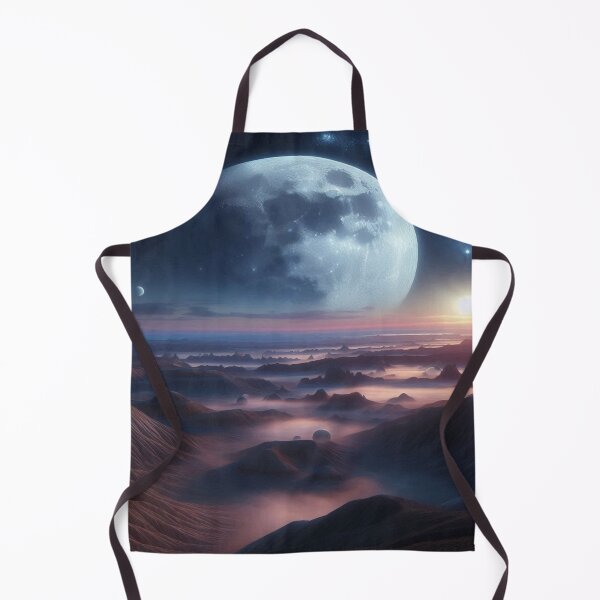 Item preview, Fascinating lunar landscape: Big moon, small moons and white clouds over mysterious hills designed and sold by FotoworldEdel.