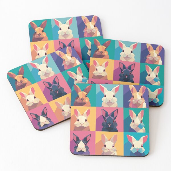 Item preview, Nine tiles of colorful geometric rabbits designed and sold by etherElric.