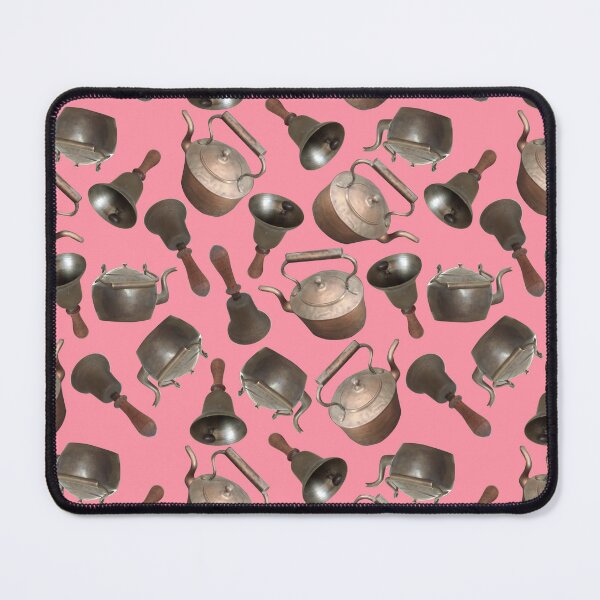 Item preview, Antique Bells and Copper Kettles on Blush Pink designed and sold by Art in My Loft.