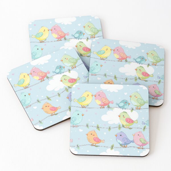 Item preview, Cute Cartoon Birds on a Wire in Pastel Colors designed and sold by SimoneBalman.