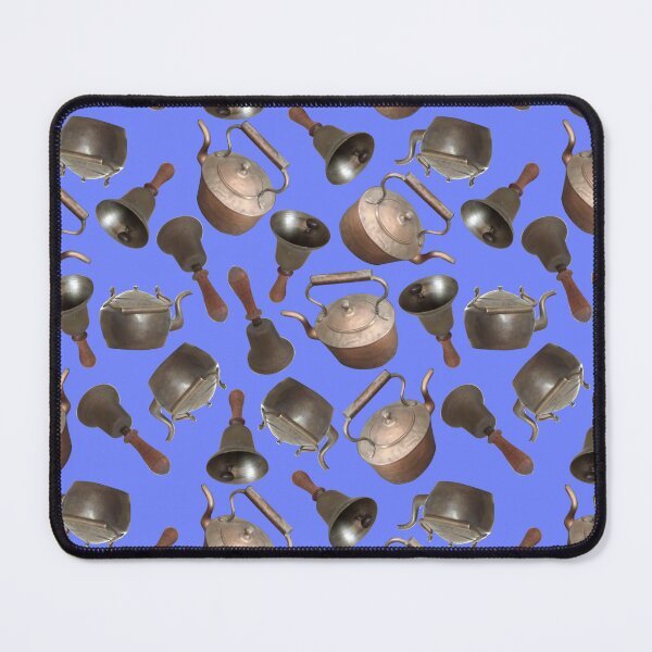 Item preview, Antique Bells and Copper Kettles on Blue designed and sold by Art in My Loft.