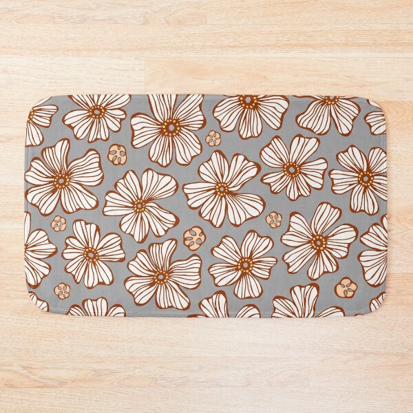 Item preview, Rust and Gray Hand Drawn Flower Swirl Pattern designed and sold by schorrnuff.