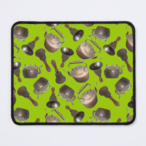 Item preview, Antique Bells and Copper Kettles on Yellow Green designed and sold by Art in My Loft.