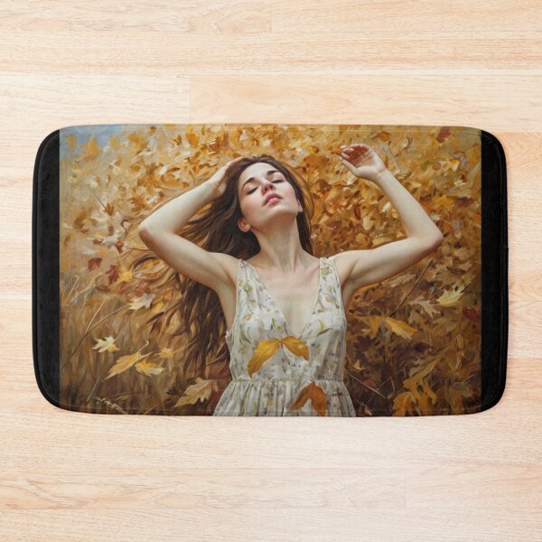 Item preview, A Beautiful Girl surrounded by falling Autumnal leaves after Bougereau designed and sold by Vintage Designs +.