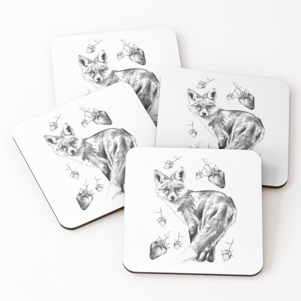Item preview, Fox Surrounded by Strawberries – A Charcoal Drawing designed and sold by Pandositive.