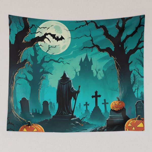 Item preview, Eerie Halloween Graveyard Scene at Night designed and sold by GrizzlyCollective.