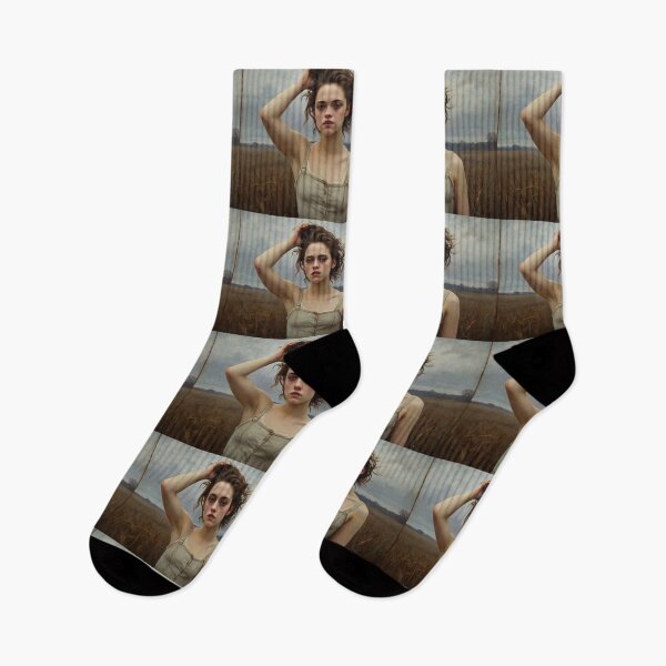 Item preview, Gothic style art of a beautiful woman standing in a corn field after Bougereau designed and sold by Vintage Designs +.