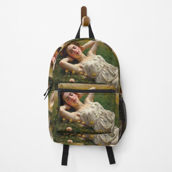 Item preview, Beautiful impressionistic artwork of a lady reclining in a summer garden and flowers - After Monet designed and sold by Vintage Designs +.