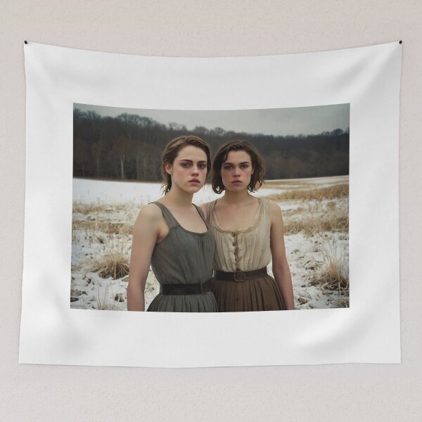 Item preview, Gothic style art of two beautiful women standing in a corn field after Bougereau designed and sold by Vintage Designs +.