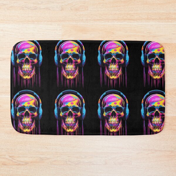 Item preview,  Colorful Skull with Glasses, with Headphones, designed and sold by KolorellaS.