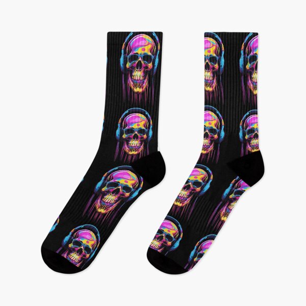 Item preview,  Colorful Skull with Glasses, with Headphones, designed and sold by KolorellaS.