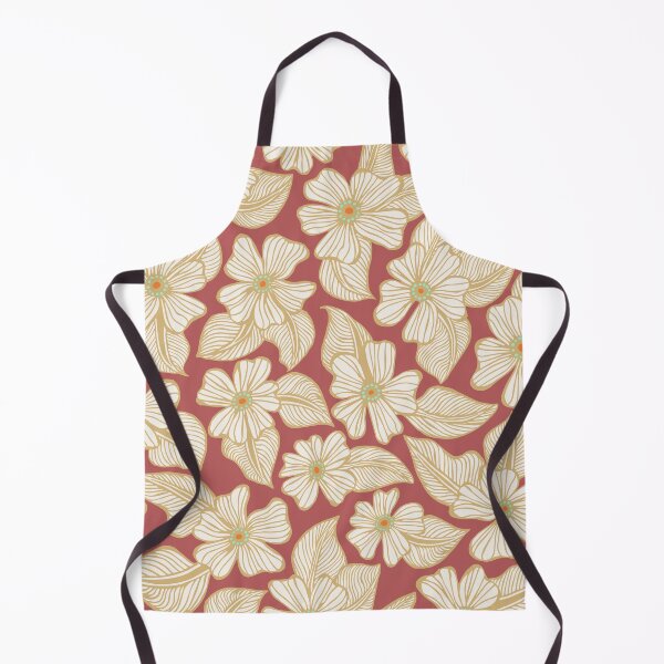 Item preview, Red and Gold Hand Drawn Tropical Flowers and Leaves Pattern designed and sold by schorrnuff.