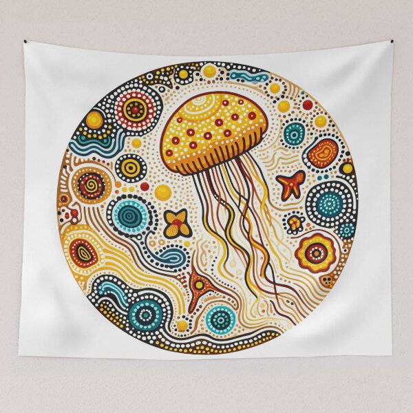 Item preview, Cute Orange Jellyfish by heidiannemorris © designed and sold by FOLK ART FUSION.