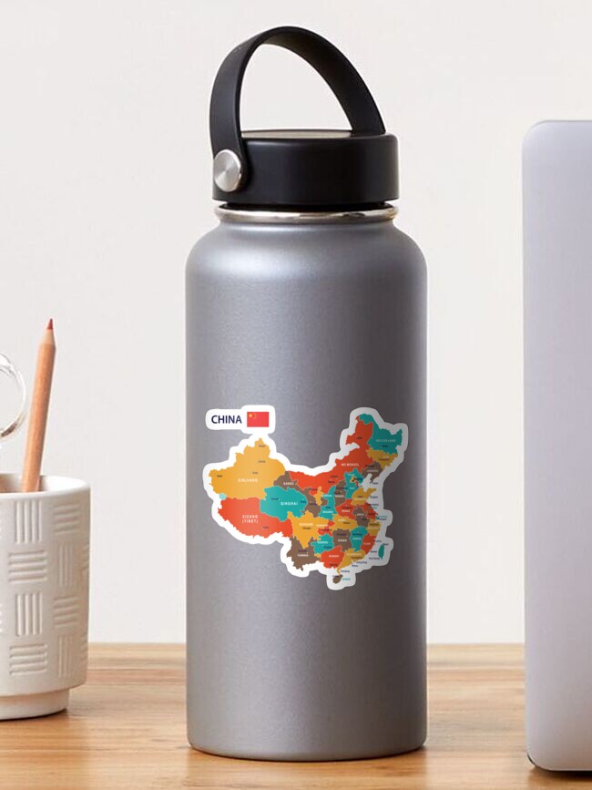 Aperçu 1 sur 3. Sticker avec l'œuvre carte du drapeau de la Chine créée et vendue par skalihm.