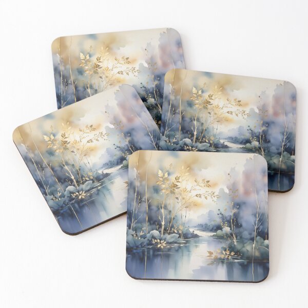 Item preview, SLATE BLUE LAKE WATERCOLOR designed and sold by INNERHARMONY2.