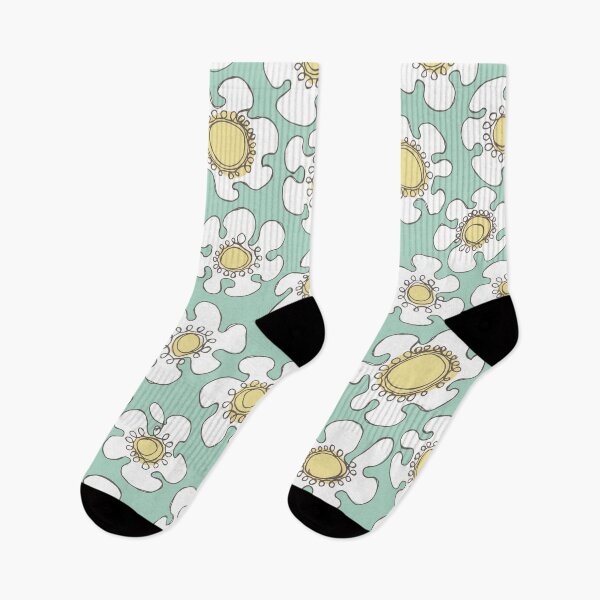 Item preview, Hand Drawn Single Line White Daisy Floral Pattern on Dusty Green designed and sold by schorrnuff.