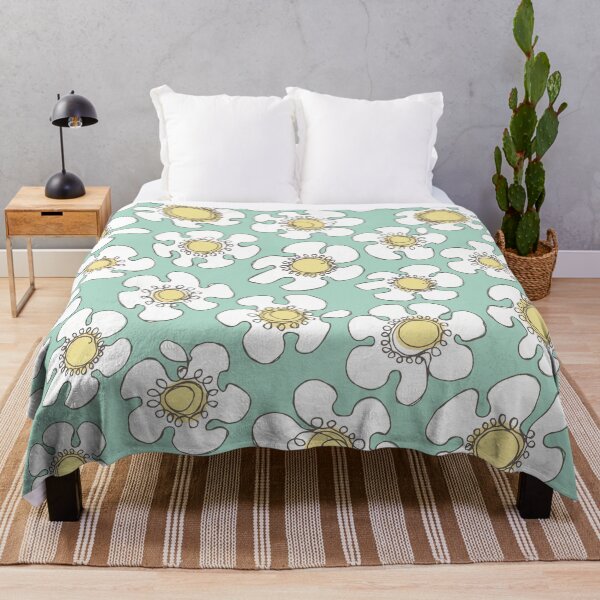 Item preview, Hand Drawn Single Line White Daisy Floral Pattern on Dusty Green designed and sold by schorrnuff.