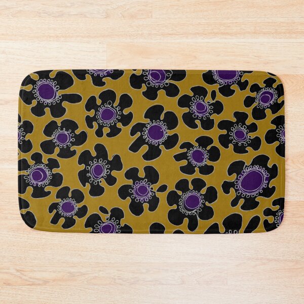Item preview, Funky Hand Drawn Single Line Black Daisies on Gold Pattern designed and sold by schorrnuff.