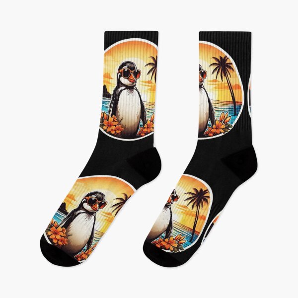 Item preview, Penguin with Sunglasses at Sunset on a Hawaiian Beach designed and sold by NautiChic.
