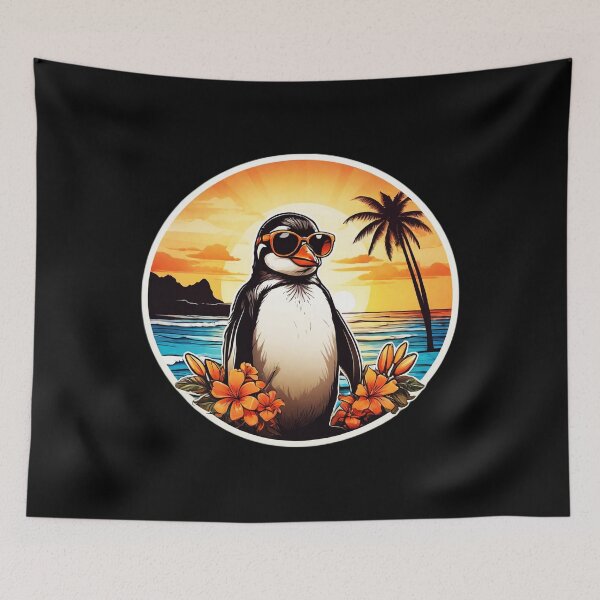 Item preview, Penguin with Sunglasses at Sunset on a Hawaiian Beach designed and sold by NautiChic.